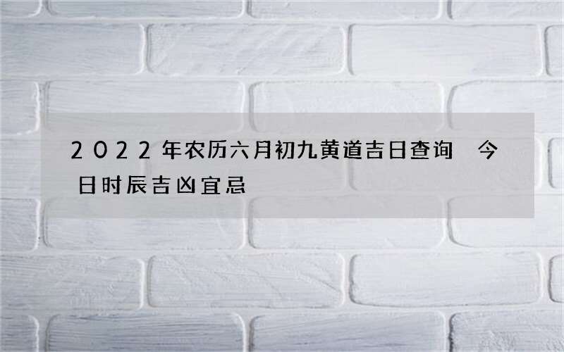 2022年农历六月初九黄道吉日查询 今日时辰吉凶宜忌
